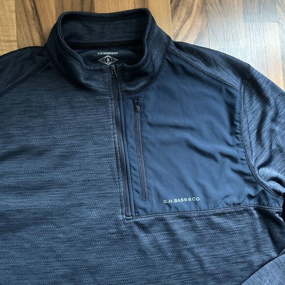 G.H. Bass & Co. Quarter-zip Navy Blue Pullover Men's Medium - Picture 3 of 6